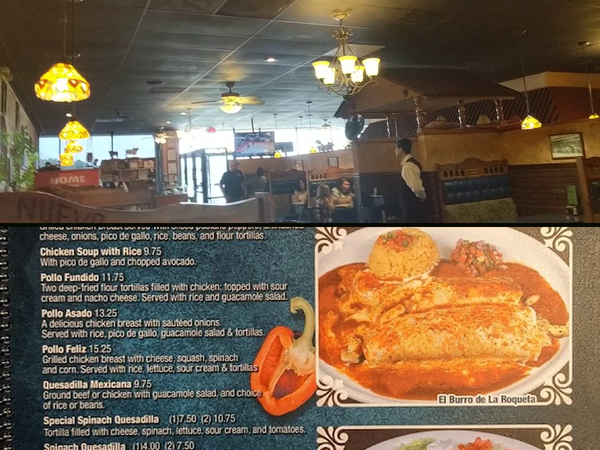 Seafood dishes served in a casual dining room.