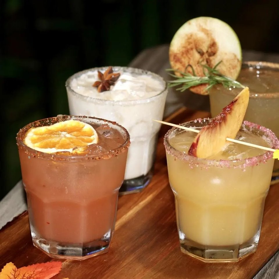 Seafood dishes served in a casual dining room.